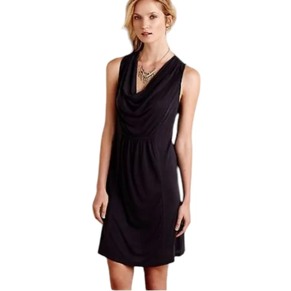 Anthropologie Maeve Cara dress black/charcoal cowl neck shift size small - Picture 1 of 7